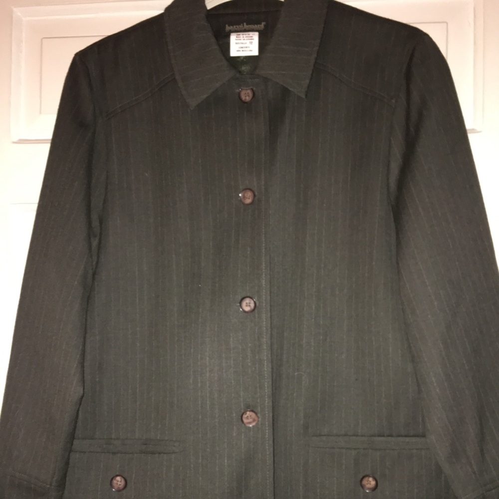 Vintage Harve Bernard Dark Gray Pinstriped Jacket